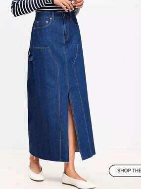 LOFT Dark Blue Denim Maxi Skirt